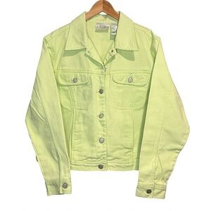 Vintage Bill Blass 100% Cotton Light Bright Green Jean Jacket